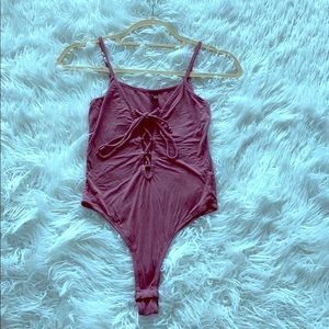 Cotton front tie up bodysuit